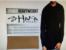 Shaka Wear Mens Max Heavyweight Long Sleeve T-shirt, 2xtall,Solid Black