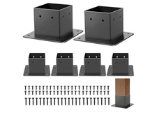 4x4 Post Base 6 Pcs, Inner Size 3.5"x3.5" Fence Post Base Brackets