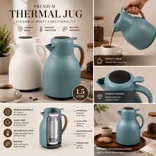 Smart Vacuum Jug Flask LCD Temperature Display Glass Liner Thermal Pot 1500ML