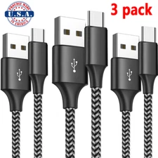 3Pack 3/6/10Ft USB to Type-C Cable Fast Charger Charging Data Sync Cord