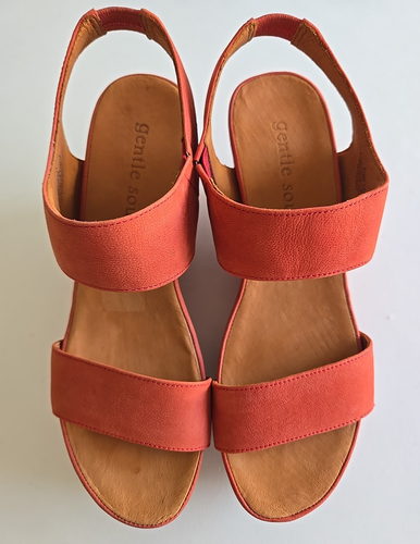 NEW Gentle Souls Sz 7 1/2 Sandals Juniper Barry Wedge Terracotta Leather Sandals - Picture 2 of 12