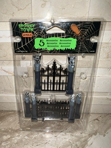 Lemax Spooky Town Gargoyle Gate Fence Set of 5 Halloween Decoration - Picture 1 of 4