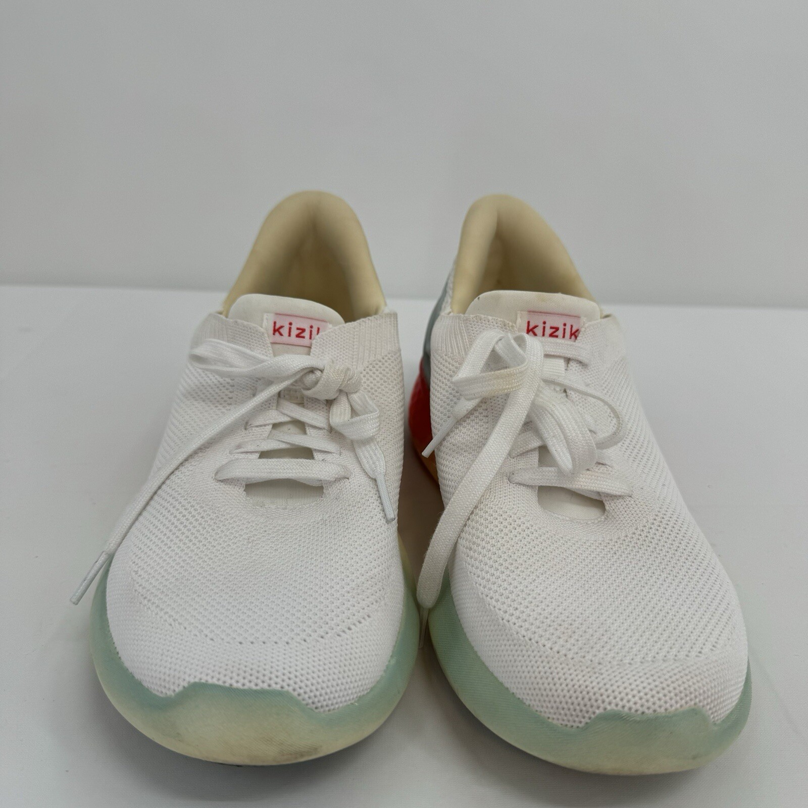 SAOLA Scarpe da corsa Kizik Athens uomo 9 donna 10 5 bianche sneakers in maglia senza mani