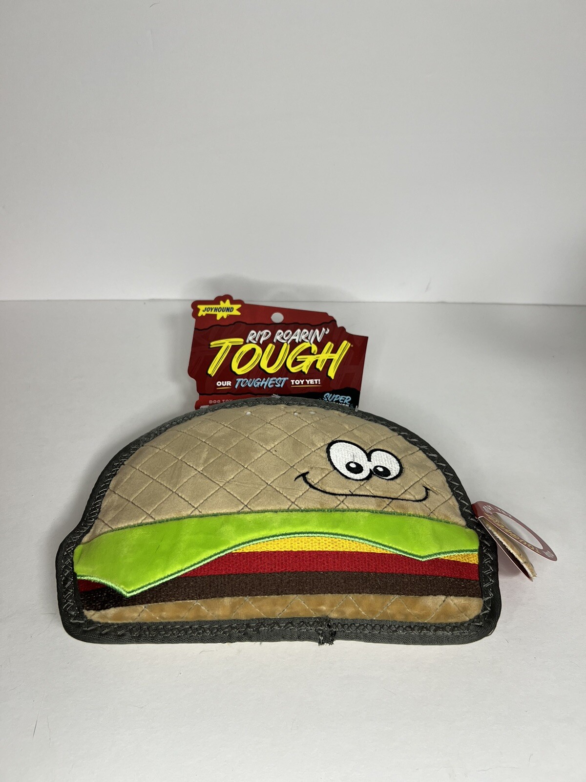 Joy Hound Rip Roaring Tough Hamburger Dog Toy With Squeaker