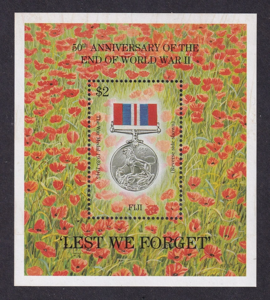 Hoja en miniatura del 50 aniversario de finales de la Segunda Guerra Mundial FIJI 1995 SG MS911 MNH/** - Imagen 1 de 1