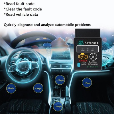 1xOBD2 Car Bluetooth Code Scanner Reader ELM327 Automotive Tool Diagnostic N6I9