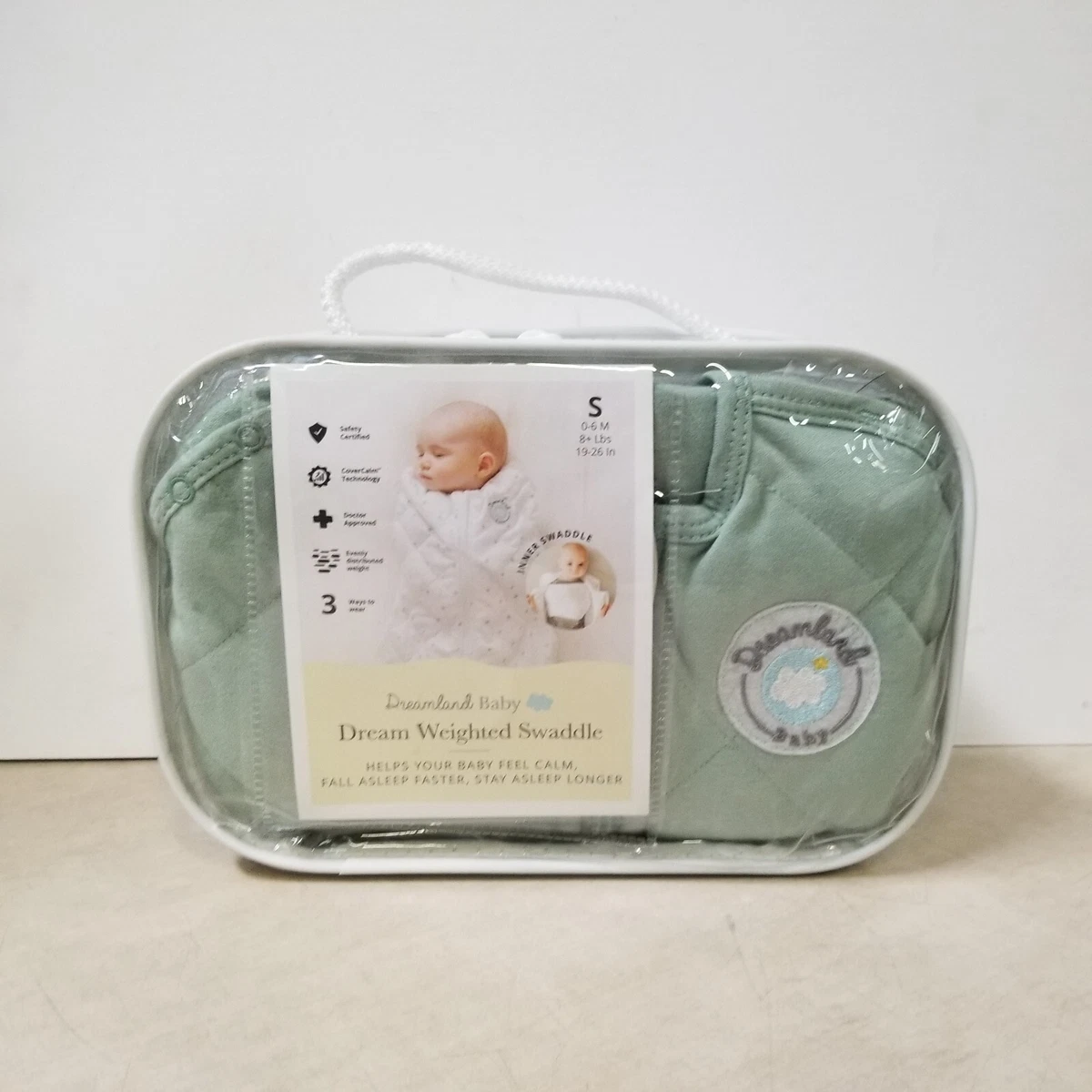 Dreamland Baby Dream Weighted Swaddle Small 0 6 Months Green Fall