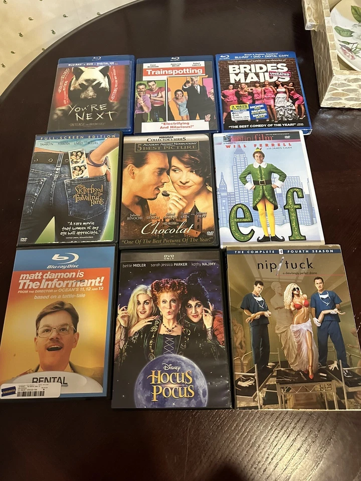 Blu-ray DVD Lot Of 9 Bundle Nip Tuck Hocus Pocus Bridesmaids Elf Chocolat etc - Image 2 of 4