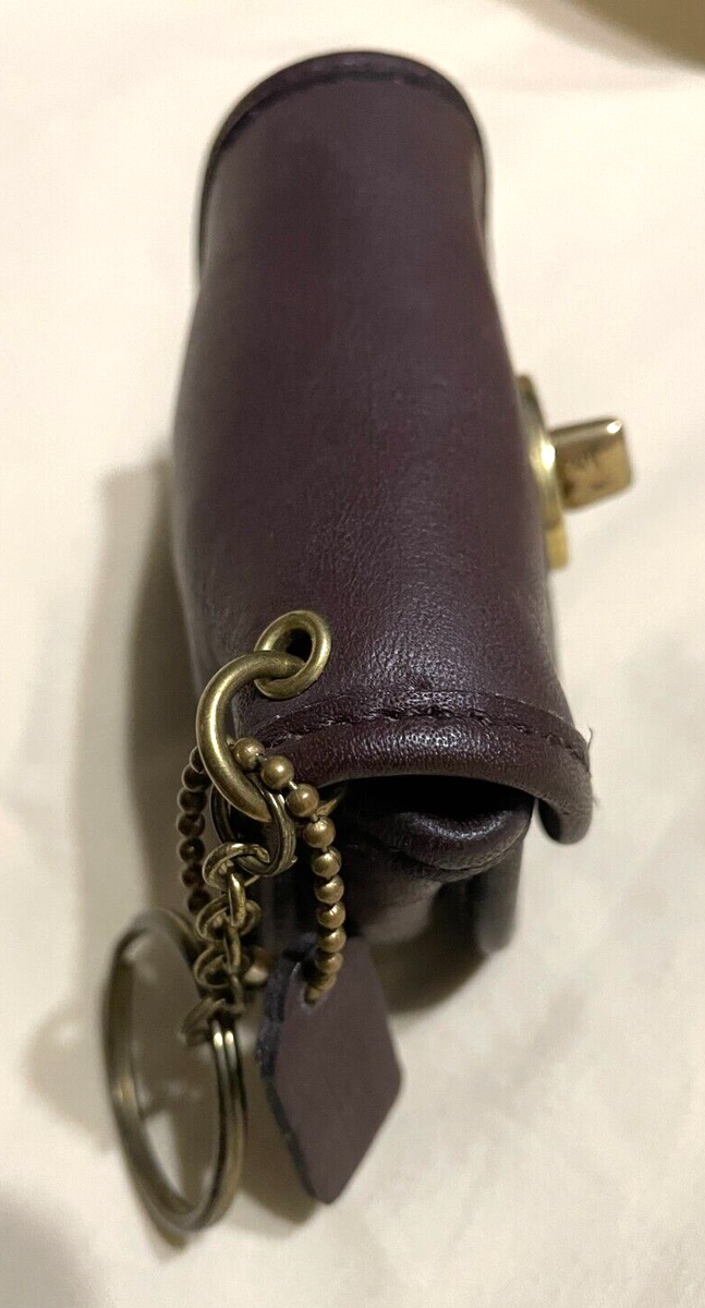RARE!!! DARK BROWN COACH VINTAGE MINI CITY KEY FOB LEATHER