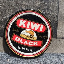 Vintage KIWI Black 1 1/4 Shoe Polish Tin About half Full w/ old Price Tag