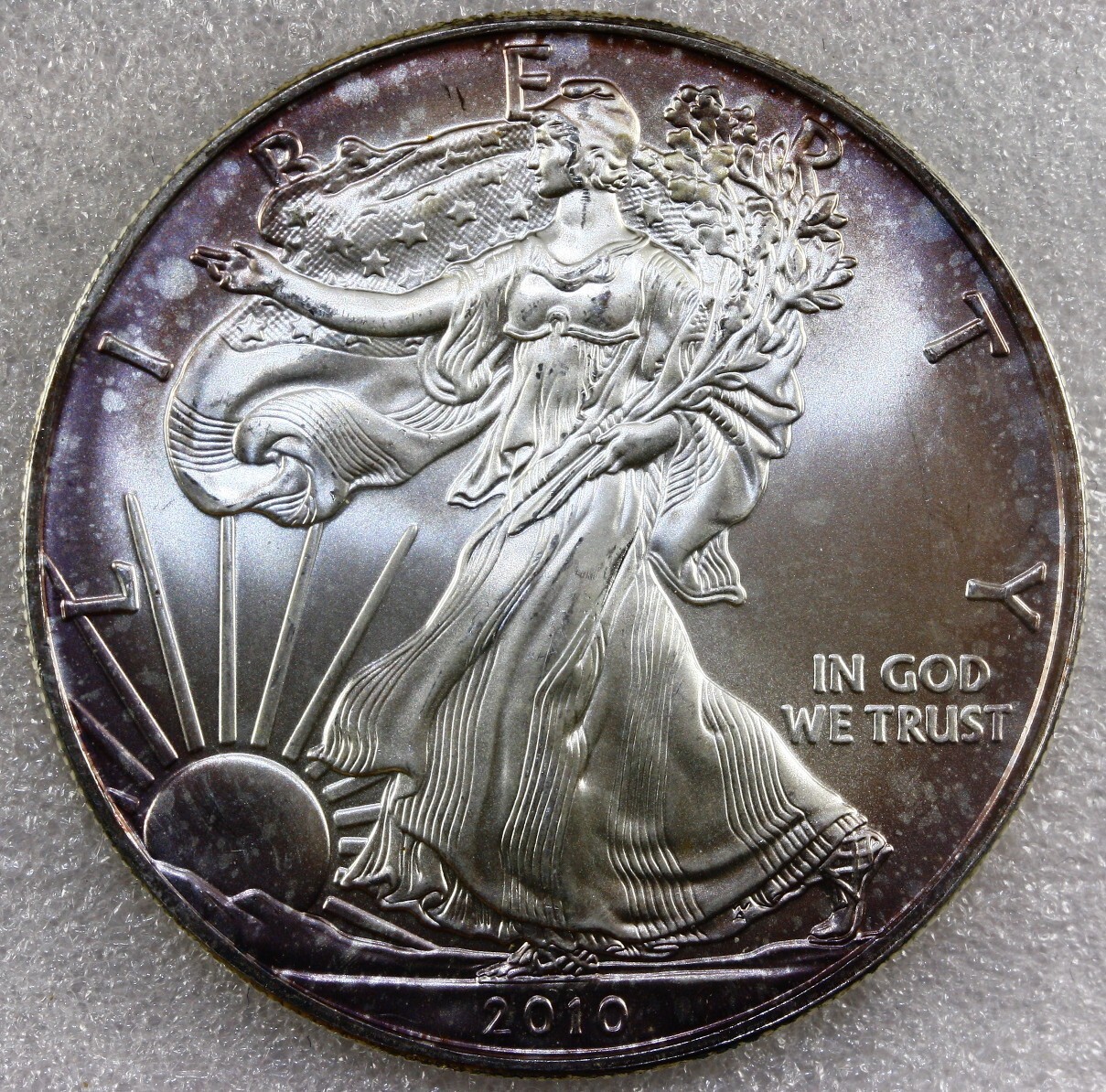 2010 American Silver Eagle - Brilliant Uncirculated END ROLL TONED us113