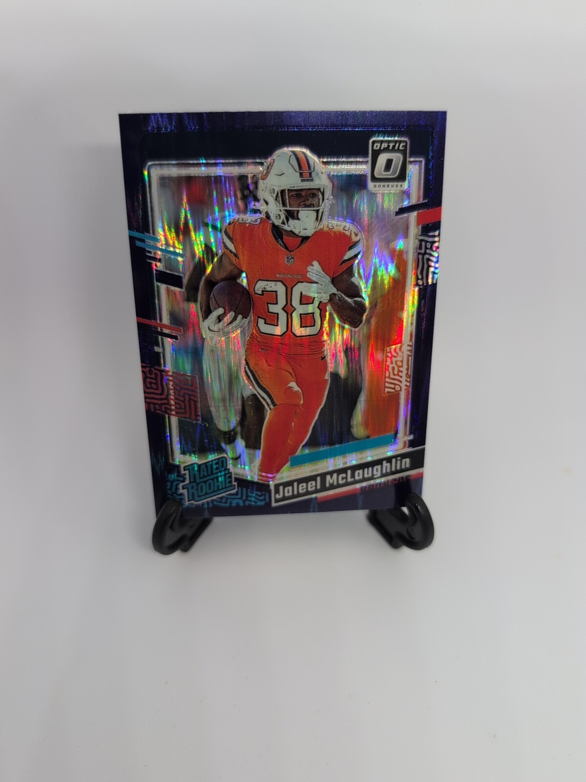 2023 Panini Optic - Rated Rookie Purple Shock Prizm #232 Jaleel Mclaughlin
