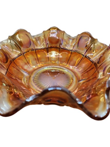 Vintage Gold Carnival Glass Ruffled Bowl Excellent Condition BEAUTIFUL - Picture 4 of 5