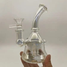 6" Silver Reflective Glass Bong Smoking Pipes Hookah Water Pipe Percolator Bongs