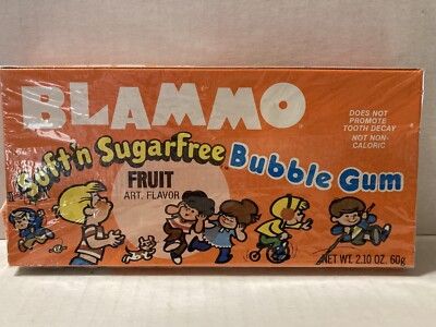 Vintage Amurol 1980's BLAMMO Soft'n SugarFree FRUIT Bubble Gum-NOS-Sealed Full