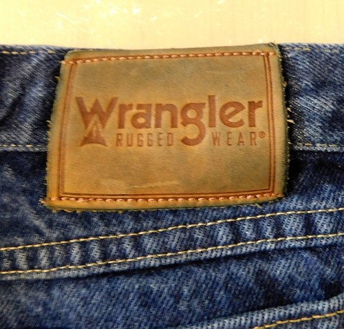 Wrangler Rugged Wear Jeans 50x32 Blue Denim Dark Wash 100% Cotton - Picture 8 of 9
