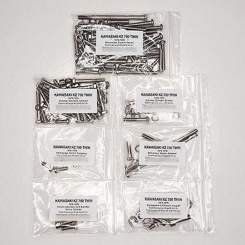 Kit visserie carter inox Kawasaki KZ 750 B 1976 1977 1978 1979