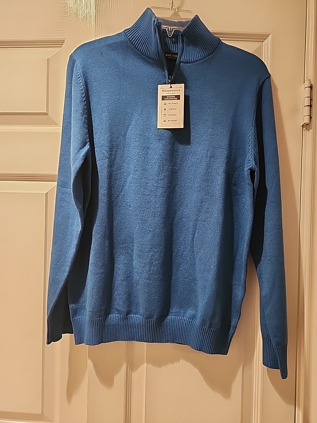 Nine Bull Sweater Mens L Teal Soft Knit Grandpa Style Ribbed Waist Comfort