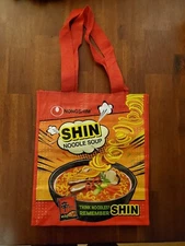 Shin Noodle Soup Ramen Ramyun Red Reusable Shopping Tote Bag 14"x12"x7.5"