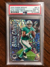 Tua Tagovailoa RC, Blue Chips - No Huddle Silver - 2020 Panini Mosaic - PSA 10