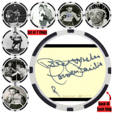 CARMEN BASILIO - BOXING HALL OF FAME - SET OF 7 POKER CHIPS - *SIGNED/AUTO*