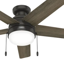 Hunter Fan 52 in Low Profile Noble Bronze Ceiling Fan with Light and Pull Chain