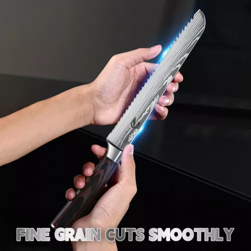 Bread Knife 13 inch Serrated Ultra Sharp Carbon Steel Kitchen Chef Bread Knife