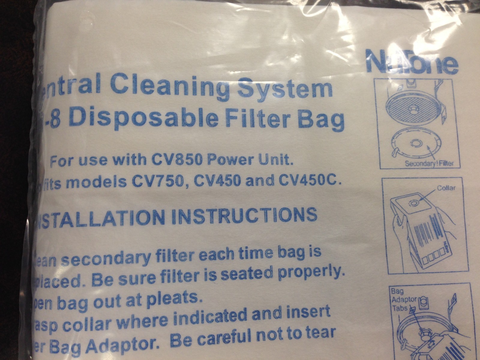 Nutone Model CF3918 CF3918 Eight Gallon Vacuum Bags 3Pack Genuine