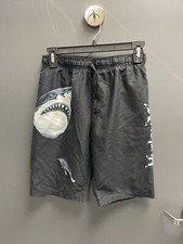 Hurley Boys Swim Trunks Board Shorts Black W/ Shark Sz L