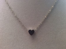 Pretty Silver Tone Tiny Simple Love Heart Pendant Chain Necklace 13  2.5  