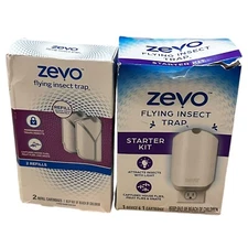 Zevo Flying Bug Insect Trap Starter Kit 1 Device + 2 Refills Cartridges set NEW