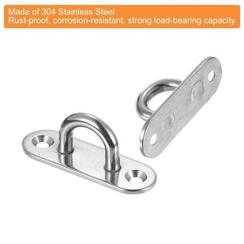 8 Pcs Pad Eye Plate, 2.4 Inch 304 Stainless Steel Ceiling U Hooks, Silver - Picture 5 of 6