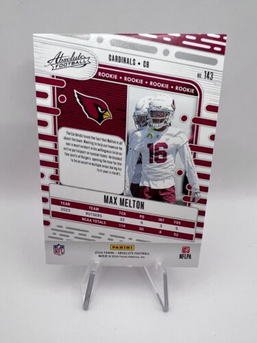 Max Melton - 2024 Panini Absolute Rookie #143 Blue Spectrum /50 Cardinals RC SP - Picture 3 of 3