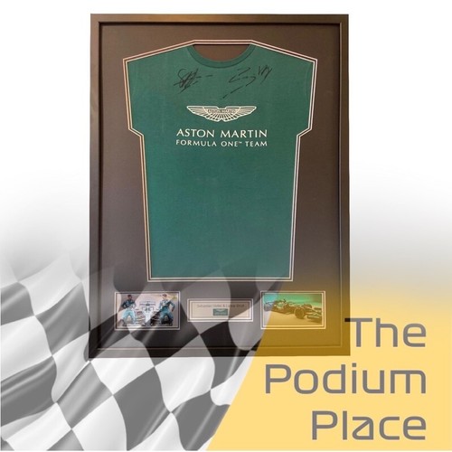 Sebastian Vettel & Lance Stroll Signed Aston Martin 2021 Formula 1 Shirt - Picture 1 of 3