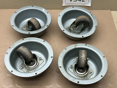 Vintage  Set of 4 Protected Swivel Casters in a Metal Cup Z