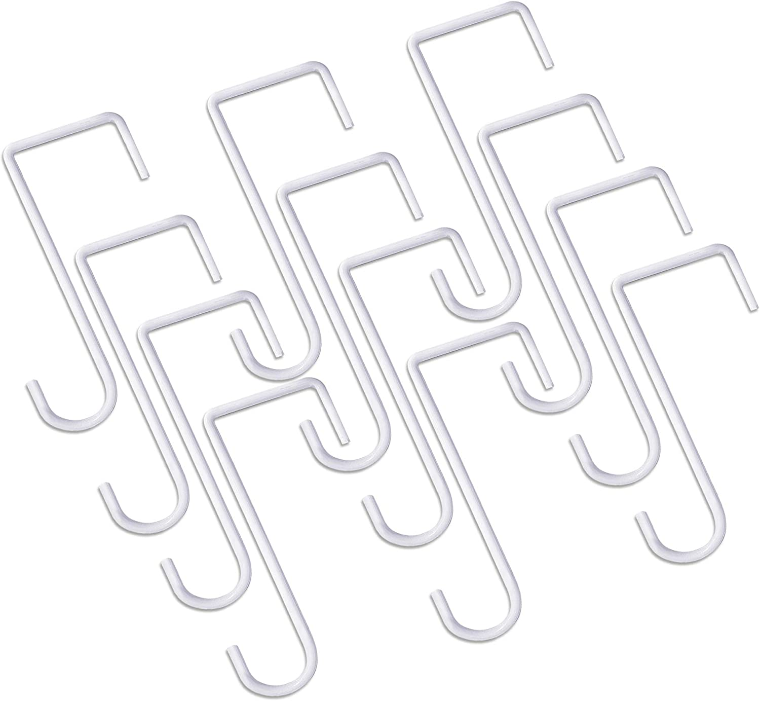 12Pcs Vinyl Fence Hooks, 2 X 6 Inches Patio Hooks, White Powder Coated Steel Fen