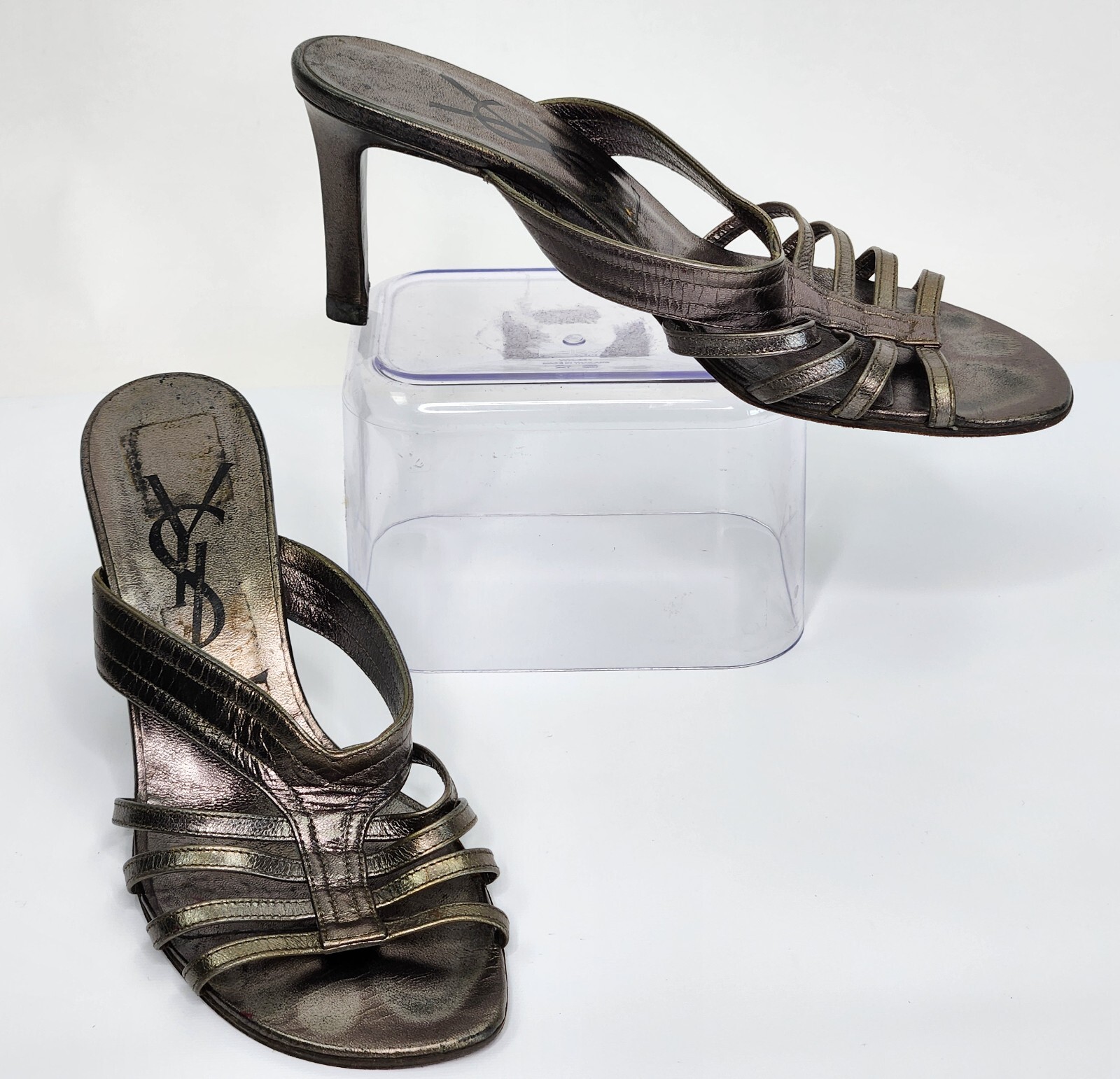 Sandali Yves Saint Laurent taglia 6 metallizzati Made in Italy