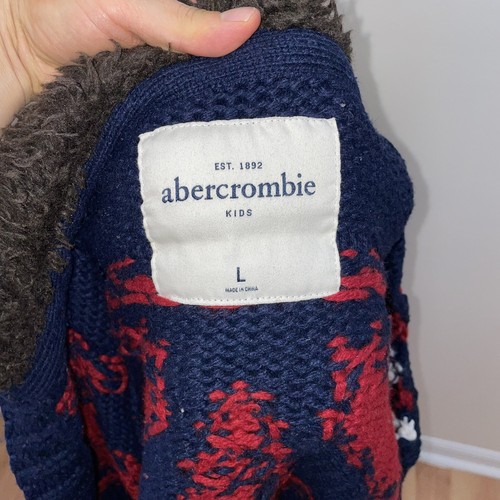 Abercrombie RARE 2000s wool Nordic hand Made cardigan sweater size boys L - Picture 5 of 12