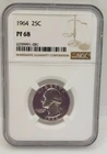 1964 25C   Washington Silver * PF 68 * Uncirculate  NGC Excellent