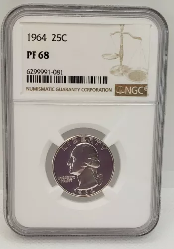 1964 25C   Washington Silver * PF 68 * Uncirculate  NGC Excellent