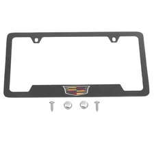 NEW GENUINE 2016-2025 Cadillac License Plate Frame Black w/Crest Logo 19330366