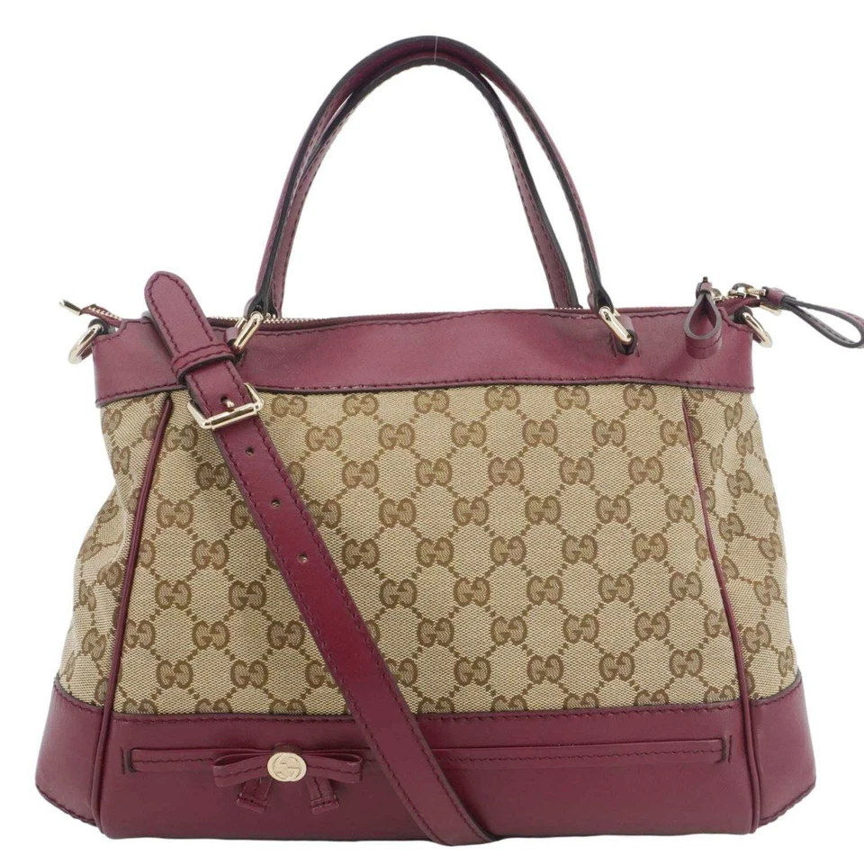 GUCCI Mayfair GG Canvas Tote Crossbody Bag Maroon 269894
