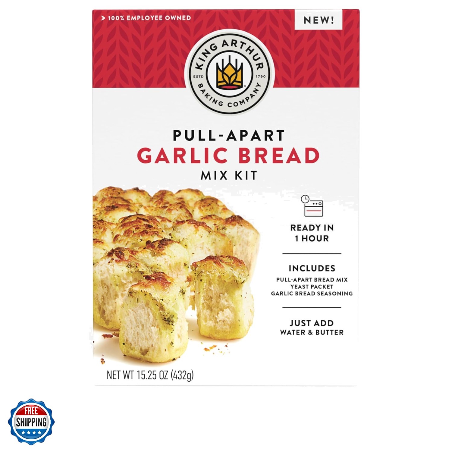 Kit de mezcla de pan de ajo Baking Company Pull-Apart 15,25 oz., mezcla para hornear - listo...