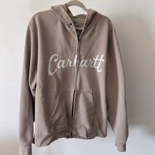 Carhartt Mens Beige Full Zip Fleece Hoodie XL...