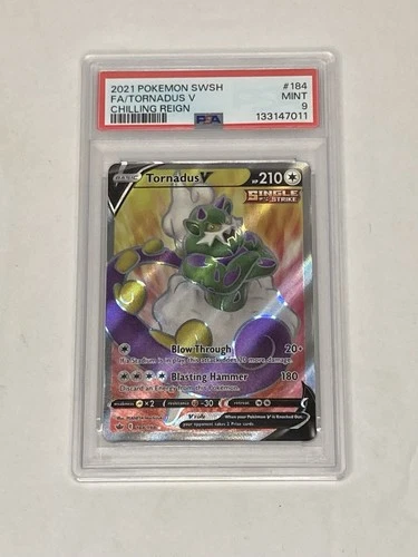 2021 Pokemon Chilling Reign Tornadus V Full Art #184/198 Mint PSA 9 Card Low Pop