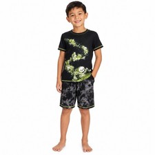 Cat Jack Boys Skeleton Halloween Pajama Set Black Sleepwear Size S 6/7 NWT