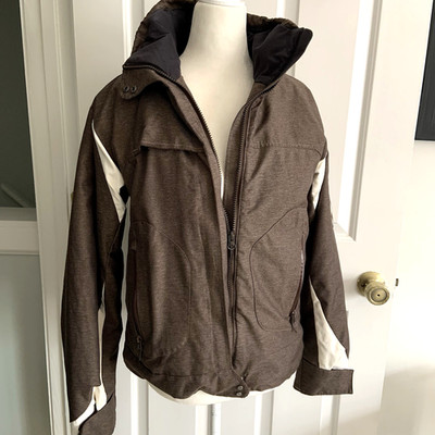 Columbia Puffer Titanium Snow Jacket Coat Brown and white Women sz Small *read