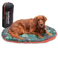 Furhaven Outdoor Travel Dog Bed for Large/Medium Dogs w/ Carry Bag, Washable ...