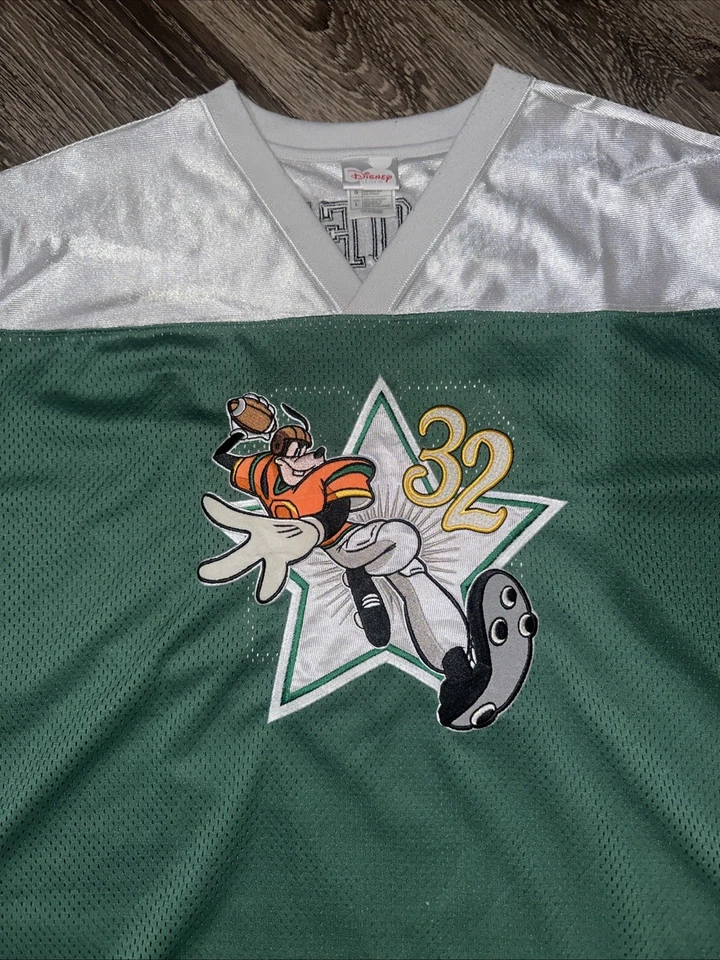 Camiseta deportiva de fútbol americano GOOFY #32 de colección de Disney para adultos GRANDE verde retroceso Foto 3 de 4