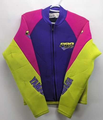Vintage Yamaha Pro Series Neoprene Jet Ski Jacket Adult Large Purple Pink Yellow